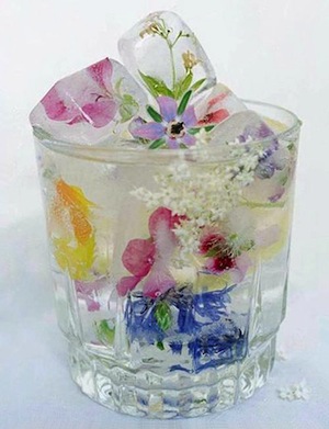 Cubetti di ghiaccio con fiori